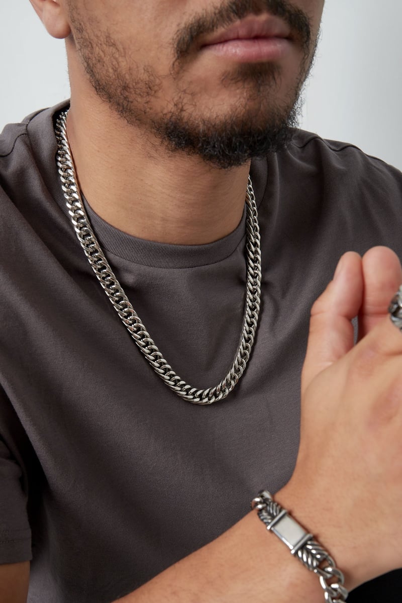 Men's chain necklace - Silver Color color