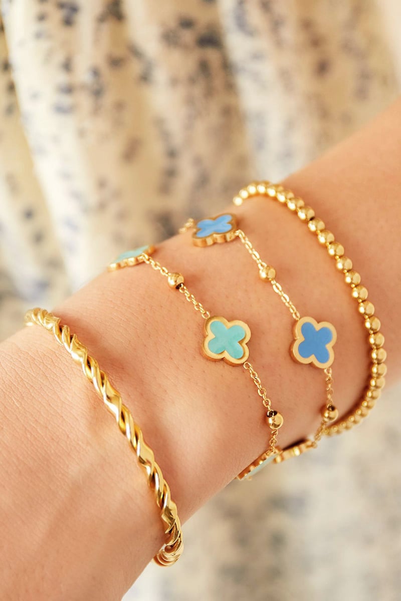 Bracelet three clovers Green Stainless Steel