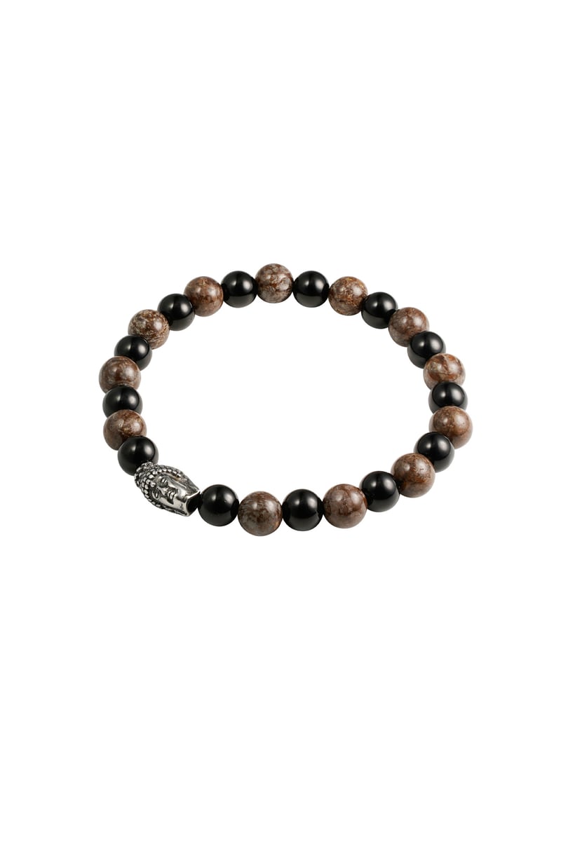 Men's bracelet beaded buddha details - gray