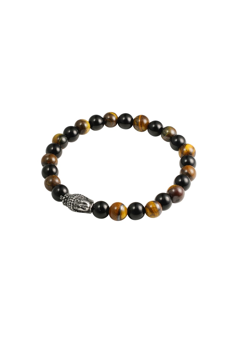 Men's bracelet beaded buddha details - gray