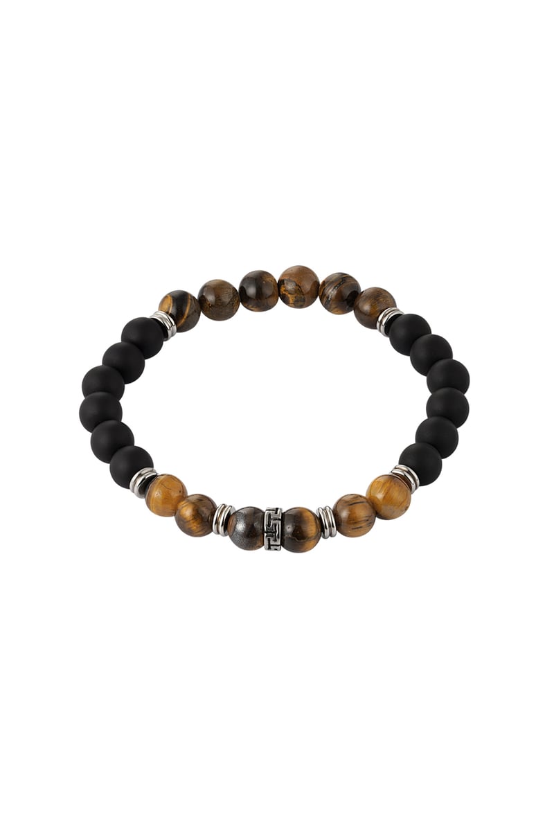 Men's bracelet with different beads - brown/black