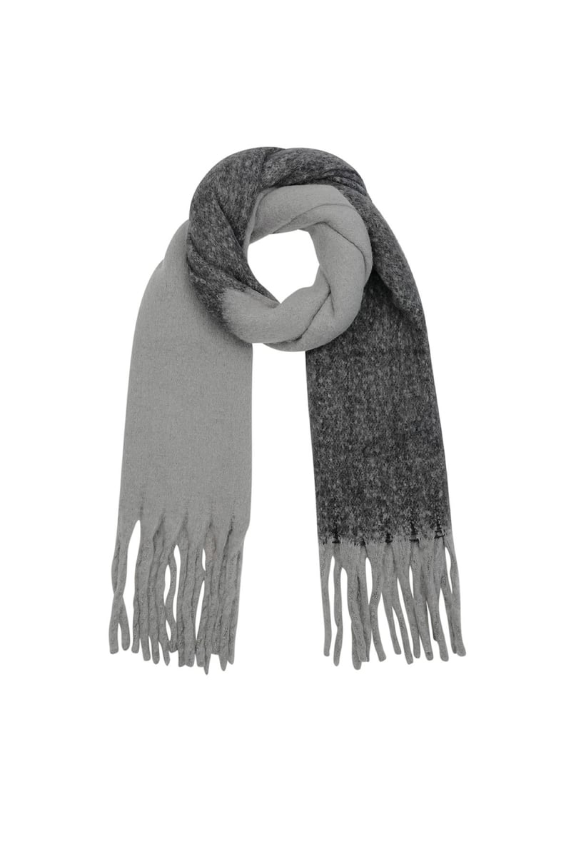 Winter scarf polar plush - black grey