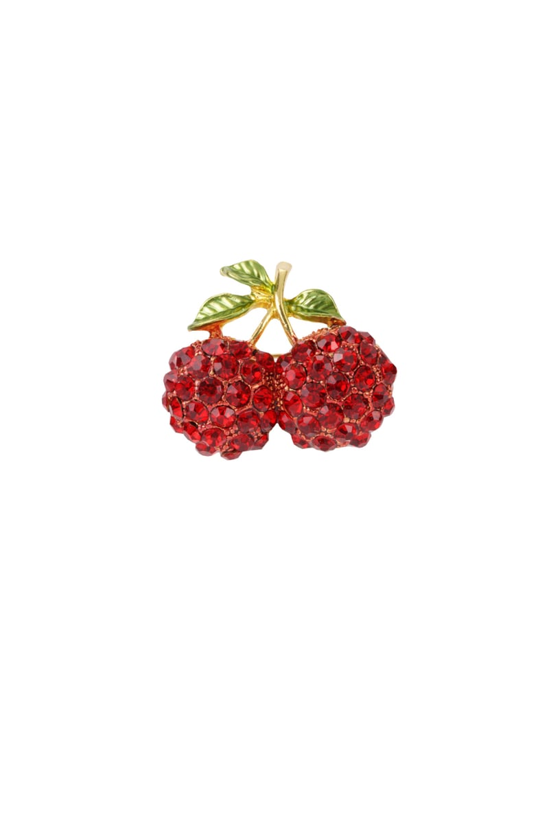 Rhinestone cherry brooch